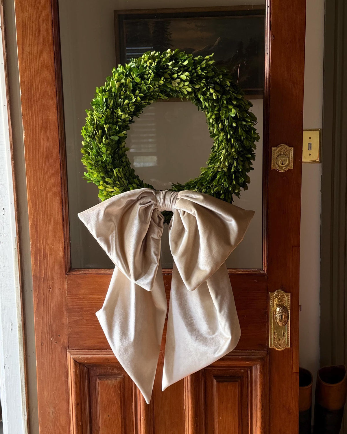 Ivory Velvet Country House Wreath Bow | Christmas Tree Topper