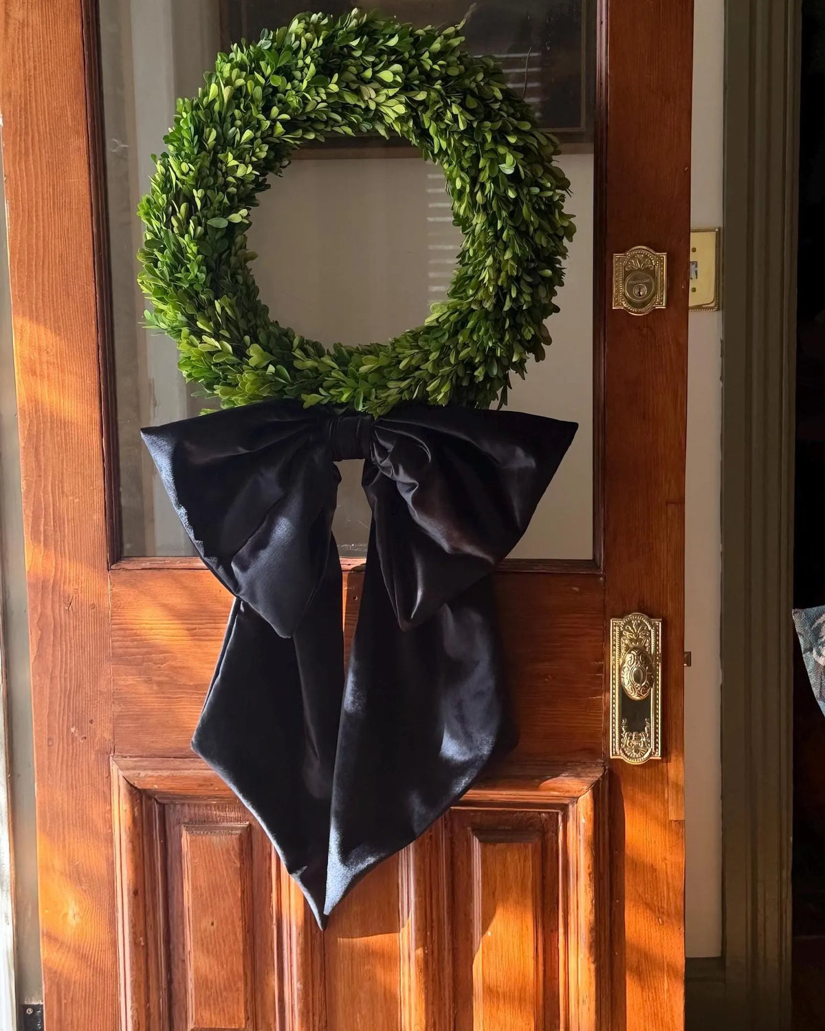 Black Velvet Country House Bow, Front Door Wreath Bow, Christmas Tree Topper, Victorian Holiday Decor