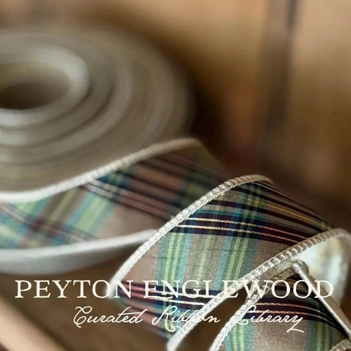 1 yard of Holiday Green Plaid Ribbon 