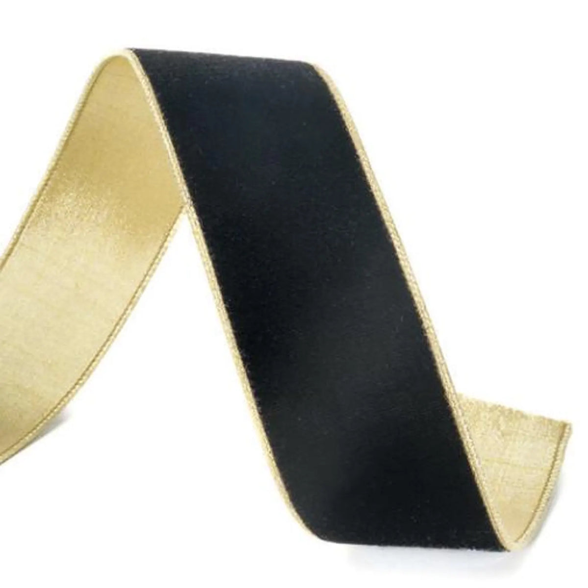 Vickerman Black Velvet Ribbon | Gold Trim and Reverse | 2.5" x 10 yards